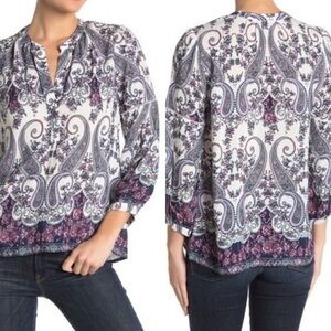 Lucky 🍀 Brand 3/4 Sleeve Print Blouse